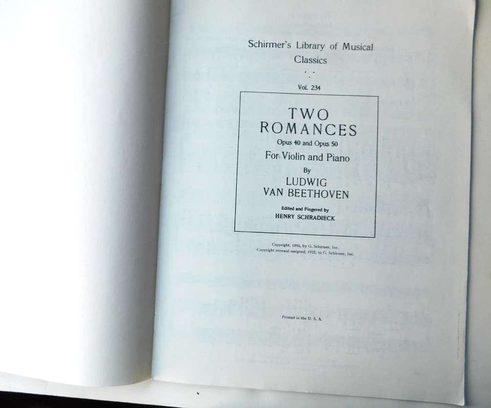 Beethoven: Two Romances for Violin gnd Piano, Schirmir, C. 1923 - Image 2 of 4