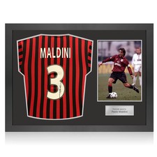 Paolo Maldini Signed AC Milan 2000 Home  Football Shirt. Icon Frame