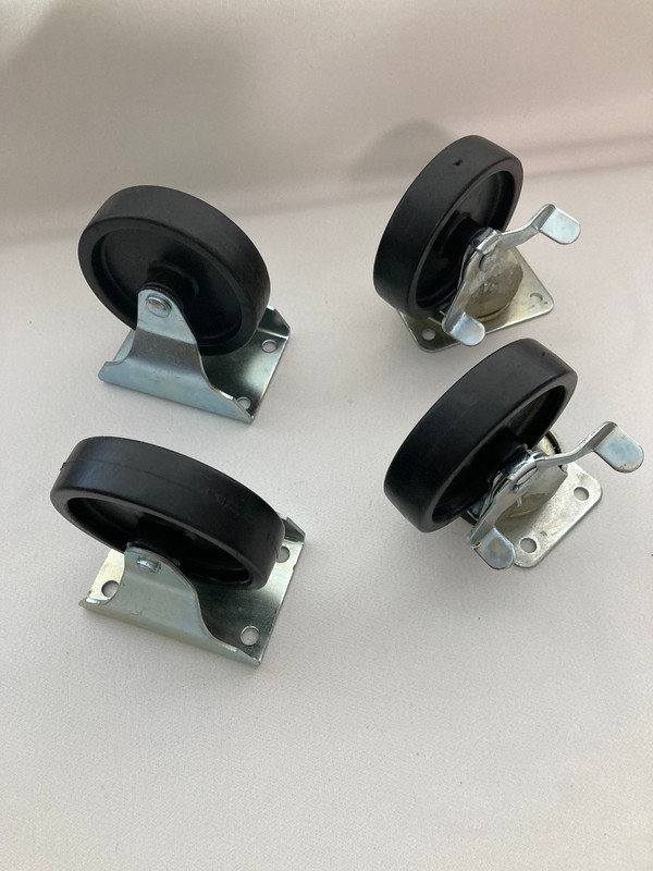 Heavy Duty Casters 3-3/4" Wheels Half-Caster Swivel Set Never Used