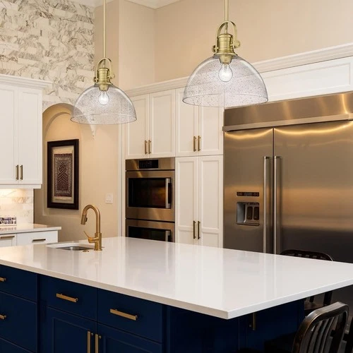 Golden Lighting 3118-L BCB-SD Hines 1 Light 14' Pendant in Brushed Champagne - Picture 5 of 6