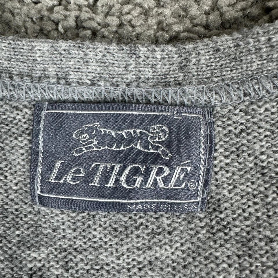 Le Tigre Sweater Vest Mens Medium Large Gray Wool V Neck Button Front Made USA - Image 4 of 4