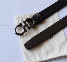 Ferragamo Reversible/adjustable Men's belt  Black finish Gancini buckle  120cm