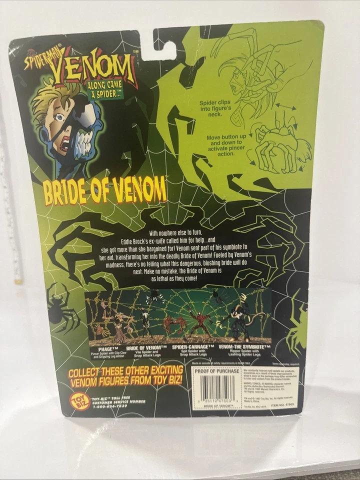 Marvel Spider-Man Bride of Venom Along Came a Spider Figura Toy Biz 1997 ¡NUEVO! Foto 3 de 4