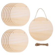 6"x6" Unfinished Hanging Wood Sign Blank with Ropes, Style 10, Pack of 12