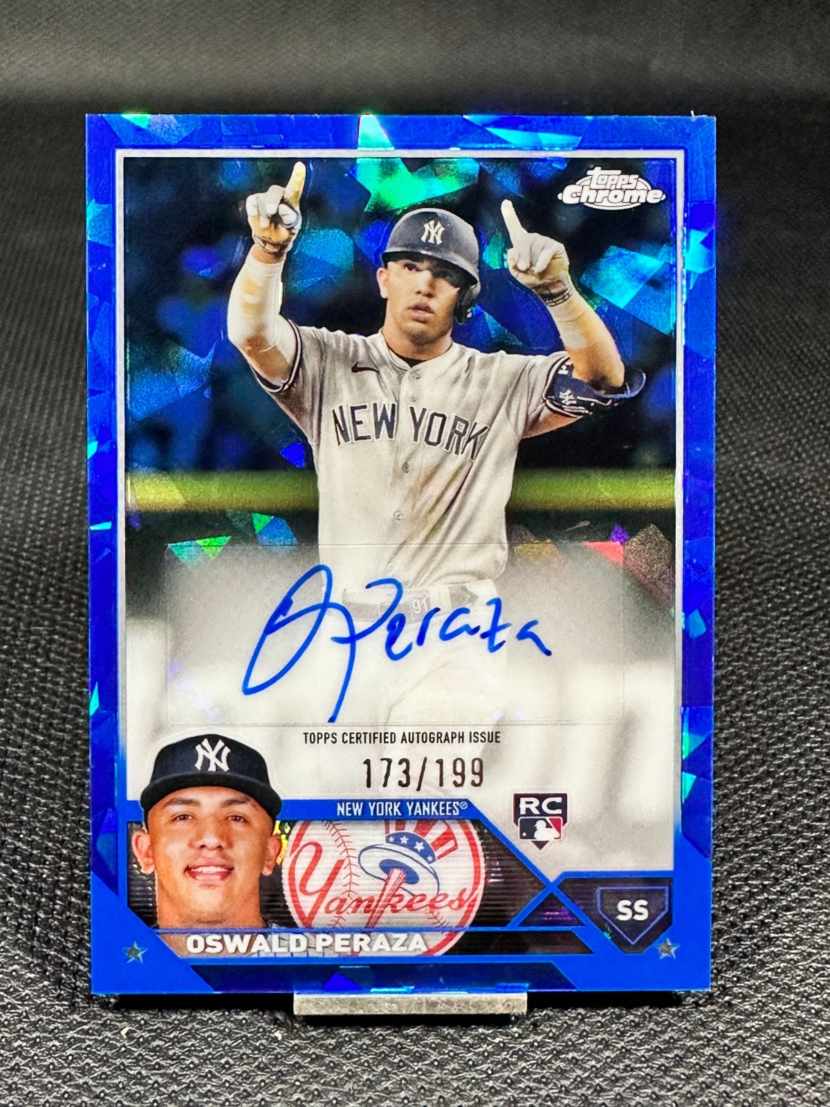 2023 Topps Chrome Update  OSWALD PERAZA  RC Sapphire Refractor /199  YANKEES