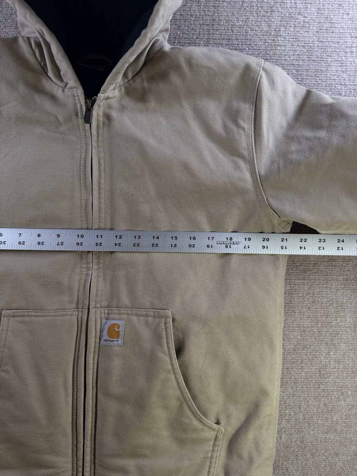 Carhartt Canvas Jacket Coat Youth XL 18-20 Tan Duck Canvas Quilted Hood image 4