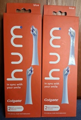 2x Two Packs Colgate HUM Blue Replacement Toothbrush Heads  (4 Heads Total)