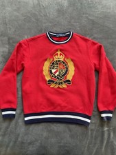 Polo Ralph Lauren Embroidered Crest Crewneck Sweatshirt Women  s Sz M Red/White