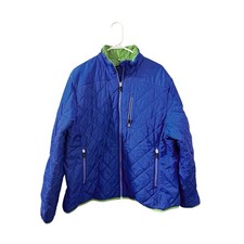 Lands  End Kids Quilted Puffer Jacket Blue Green Size XL 18/20 Lightweight Coat