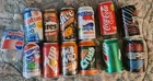 12 Vintage Soda Cans + 1 Bottle Crystal PEPSI, 7UP COKE, Crush Slice,Hires ,more