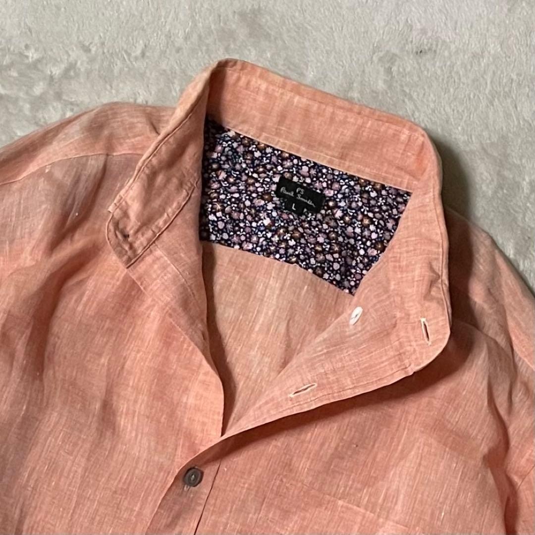 Paul Smith Hemp Linen BD Oxford Shirt Extra Small Floral Pattern Salmon Pink image 2