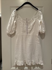 Reformation Seattle White Linen Mini Dress 4