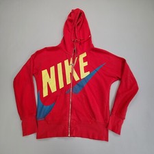 Nike Sweater Boys Medium Red Hoodie Spell Out Zip Casual Youth Kids