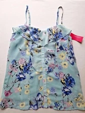 NWT Womens Blue Floral Top Spaghetti Strap Tank Cami Size S Xhilaration Ladies
