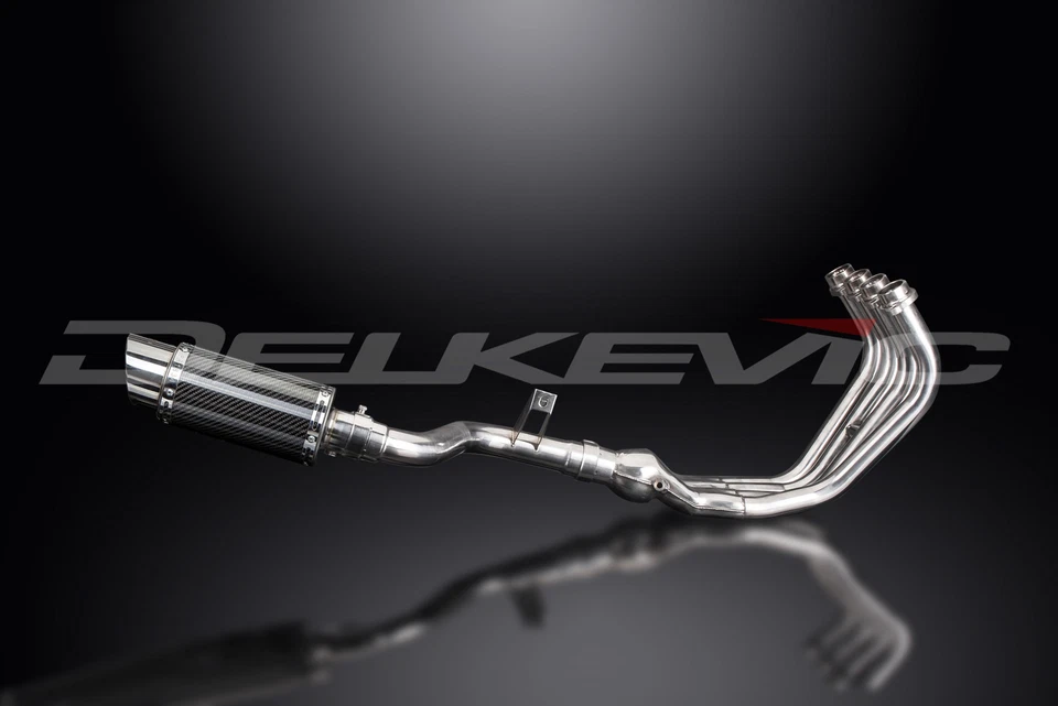 Yamaha FZ6R 2009-2017 полный выхлоп 4-1 8 дюймов круглый углеродный глушитель - Изображение 2 из 4