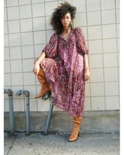 Free People Estelle Chiffon Floral Maxi Dress, Purple Red, Medium, RRP $268