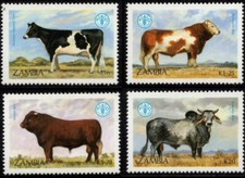 Stamps Zambia 1987 Sc 418-21 World Food Day Cattle Full Set MNH