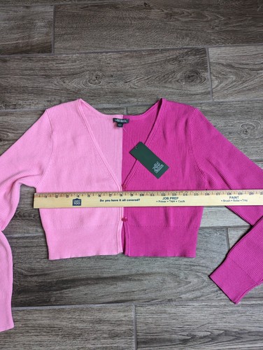 Wild Fable Women's Cardigan Cropped Long Sleeve Hot Pink 90's y2k Size Large - Picture 11 of 14