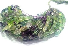 MULTI FLUORITE OVAL SMOOTH 9X10-10X13MM LOOSE GEMSTONE BEADS 18"INCH 1 STRAND