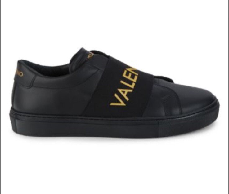 Valentino By Mario Zeus” Black Leather Round Toe Logo Slip  display picture 2