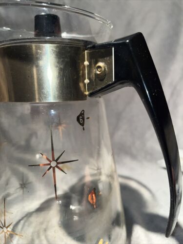 Vintage Pyrex Corning 1960's Atomic Star Burst 6 Cup Coffee Pot Carafe Heatproof - Picture 9 of 12