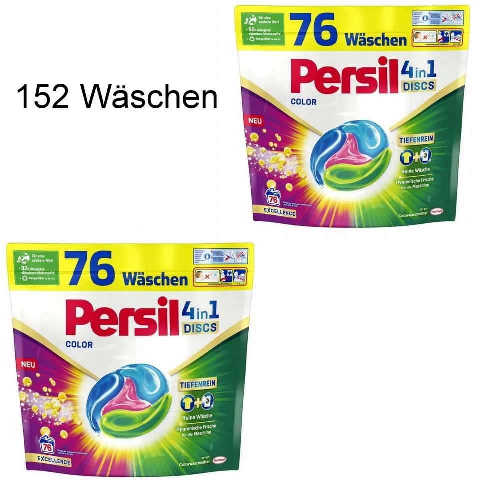 2x 76 Wäschen Persil 4in1 Color Excellence DISCS für farbige Wäsche, 152 WL - Bild 1 von 1