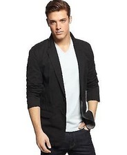 DKNY Jeans Half Lined Washed Canvas Blazer Black Men's Jacket