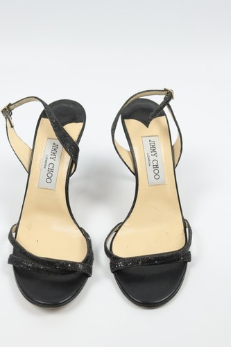 Jimmy Choo Womens Metallic Slingback Stiletto Heel Sandals Black Size 38 - Picture 5 of 14