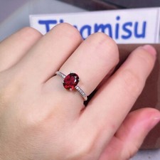 Garnet Engagement Ring Red Gemstone January Birthstone Promise Ring Gift