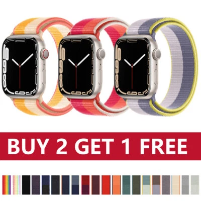 Band Strap Nylon Loop Woven Sport For Apple Watch Ultra2 9 8 7 6 5 SE 4 38-49mm