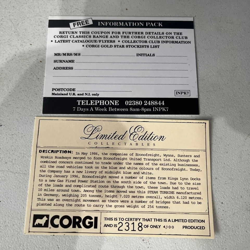 Corgi 18001 1:50 Scammell Contractor Nicholas Bogie Trailer Steam Turbine Load - Image 3 of 3