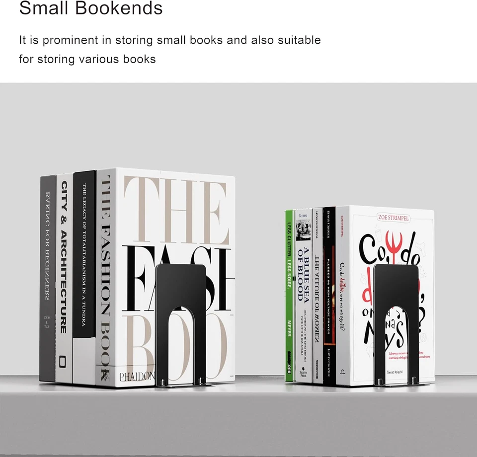 6 piezas sujetalibros de metal de alta resistencia para estantes tapones de libros para biblioteca oficina en casa Foto 4 de 4