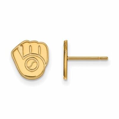 10k Gold MLB Milwaukee Brewers Baseball Handschuh XS Ohrstecker