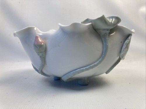 Chinese Blanc De Chine Porcelain Lotus Blossom Bowl Decor Ornate EUC Beautiful - Picture 12 of 18