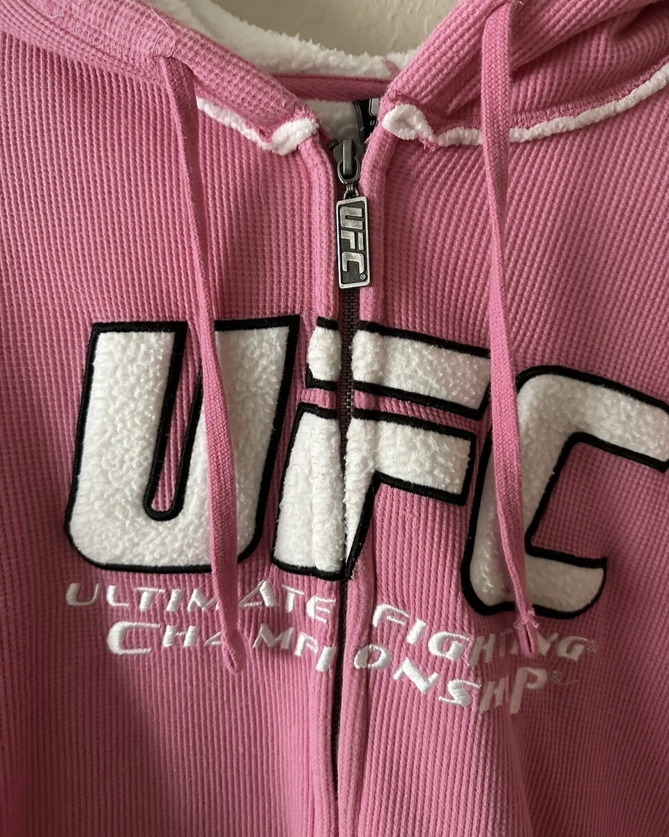UFC Ultimate Fighting Championship Womens Zip Hoodie Pink White fleece XL