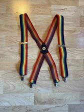 Suspender Store Rainbow Elastic Suspenders Silver Metal Clip Gay Pride LGBTQ