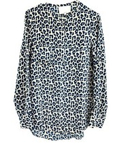 3.1 Philip Lim Blouse Silk Top size 6 Animal Print Shirt Long Sleeve