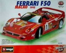 BURAGO 1:18 METAL CAR KIT FERRARI F50 MACAO 1995 MADE IN ITALY ART 7052