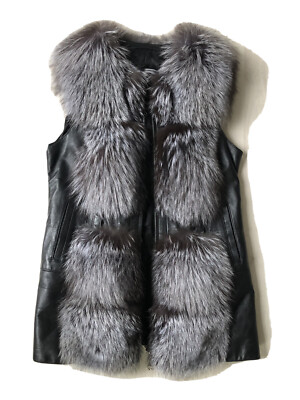 Pelzweste Fellweste Damen Echtfell Damen Weste Fell Silberfuchs Gr