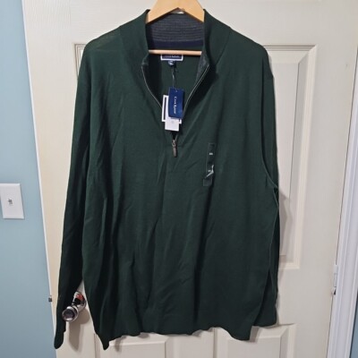 Club Room Men's Quarter-Zip Merino Wool Blend Sweater Size XXL Green NEW BB2