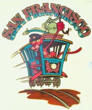 Original Vintage Pink Panther San Francisco Glitter Iron On Transfer