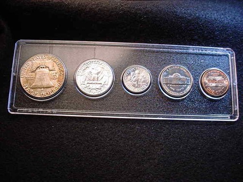 1961 PHILADELPHIA 5 COIN MINT SET ALL BU COINS 90% SILVER!! #5 - Picture 7 of 7
