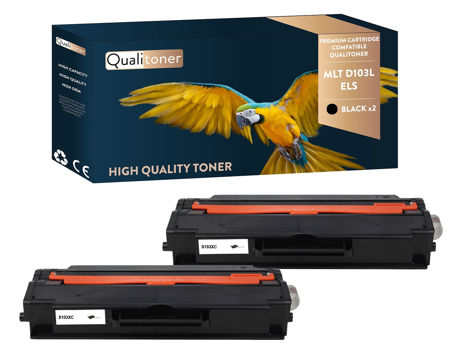 Toner SAMSUNG MLTD103L ELS noir pack de 2 cartouches laser compatibles par QUALITONER