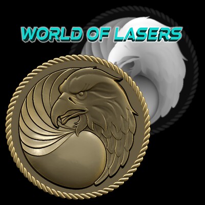 3D model Stl and Grayscale for Laser and CNC - Head Eagle 12 with frame network