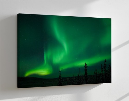 Green Aurora Northern Lights Canvas Print Wall Art, Home Decor Wall Hanging - Picture 8 of 10