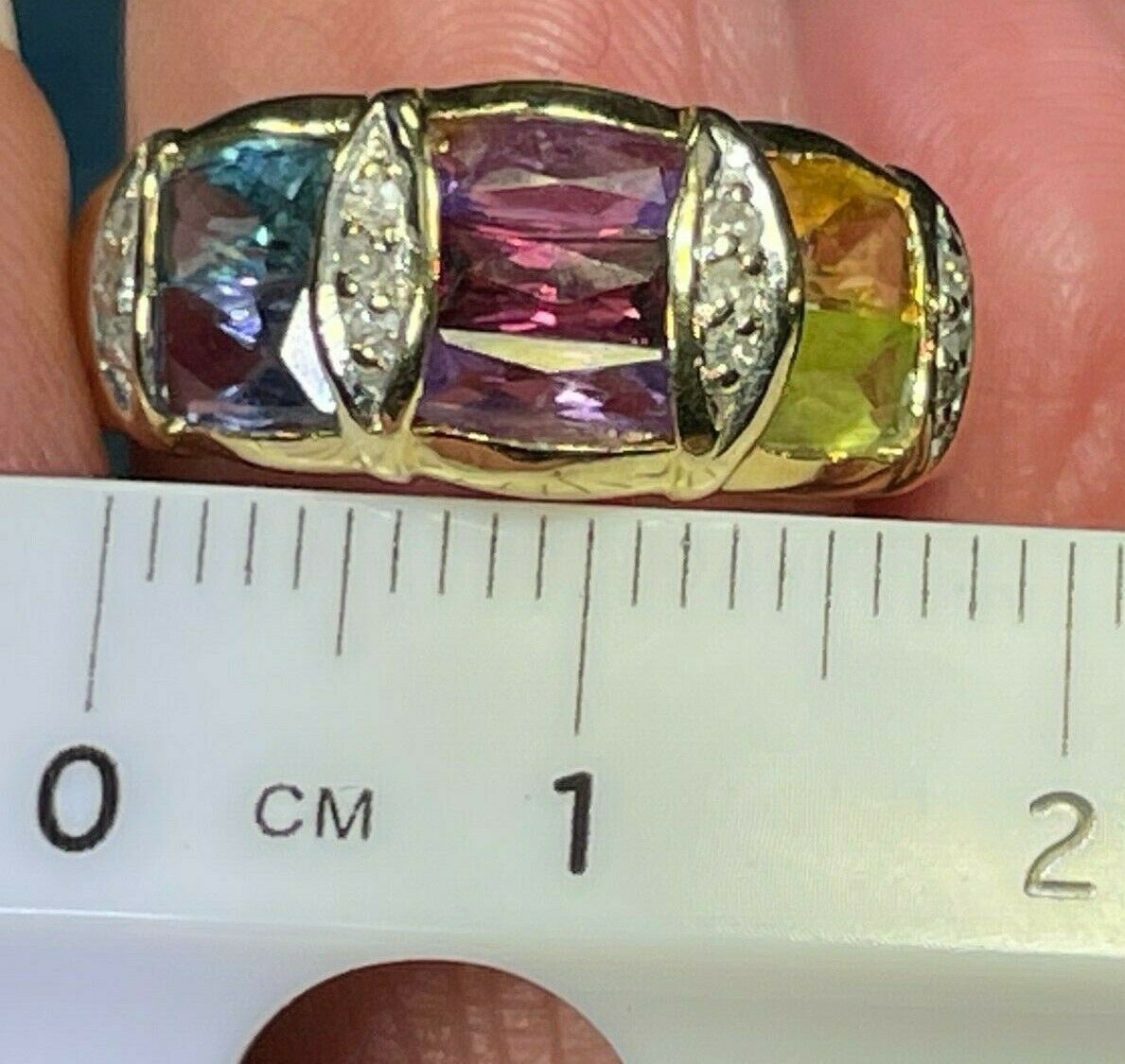 14k Yellow Gold 2.0 TCW Multi-Gem Ring w Diamonds… - image 10