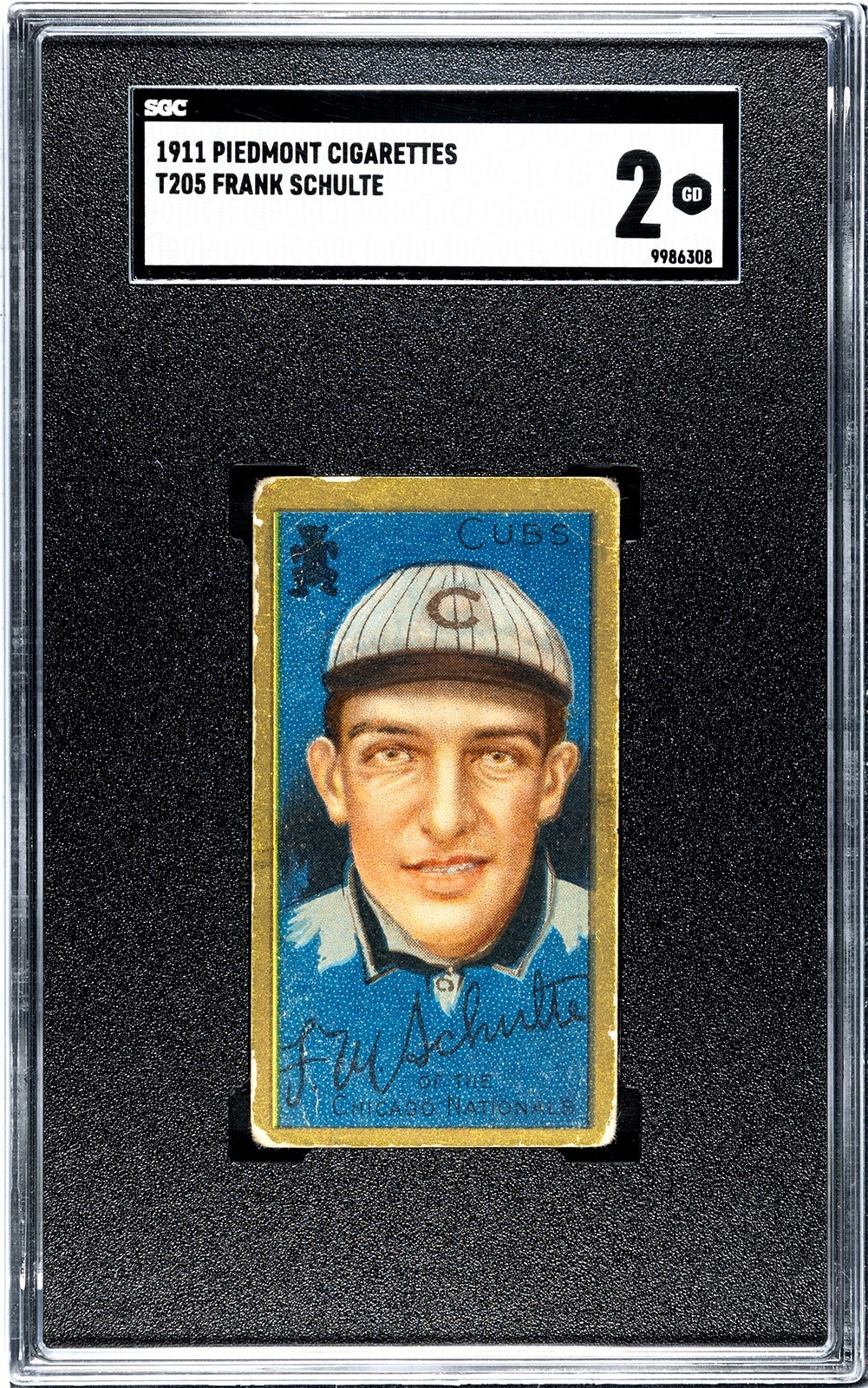 1911 T205 WILDFIRE SCHULTE (FRANK) Piedmont Tobacco SGC 2 *CENTERED CHICAGO CUBS