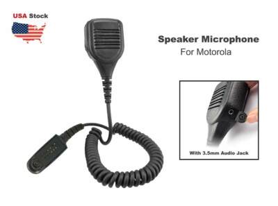 Speaker Microphone w/ 3.5mm Jack for Motorola Two-Way Radio HT750 HT1250 GP338