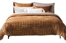 Recyco Luxury Velvet Quilt Set King/Cal King Caramel Gold Plush Bedding
