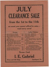 Smethport PA IE Gabriel Dress Gift Shop Clothing Sale Vintage Sign Dress Hosiery